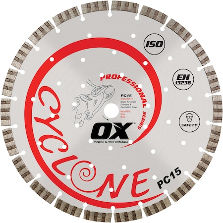 Ox Tools Pro Concrete Diamond Blade, Diameter: 7" / 180mm, Bore: DM 7/8" - 5/8" / 22mm - 15mm OX-PC15-7
